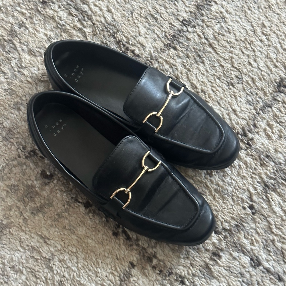 a new day Black Loafers with Gold Accents